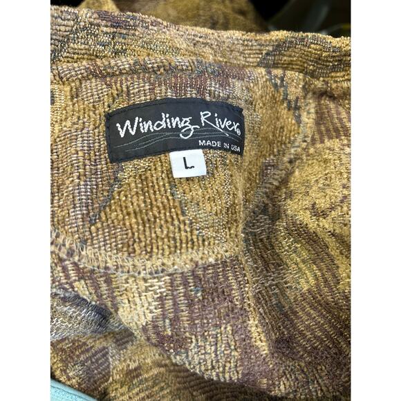 Winding River USA Jacket Large Floral Burnout Button Front Textured Boho Artsy - Picture 7 of 8